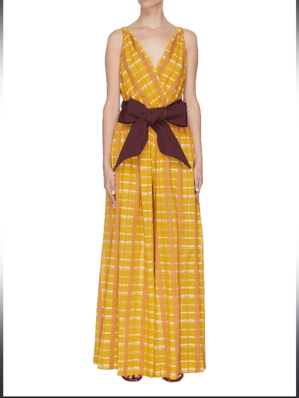 Staud Mika Yellow Wide Leg Jumpsuit - L